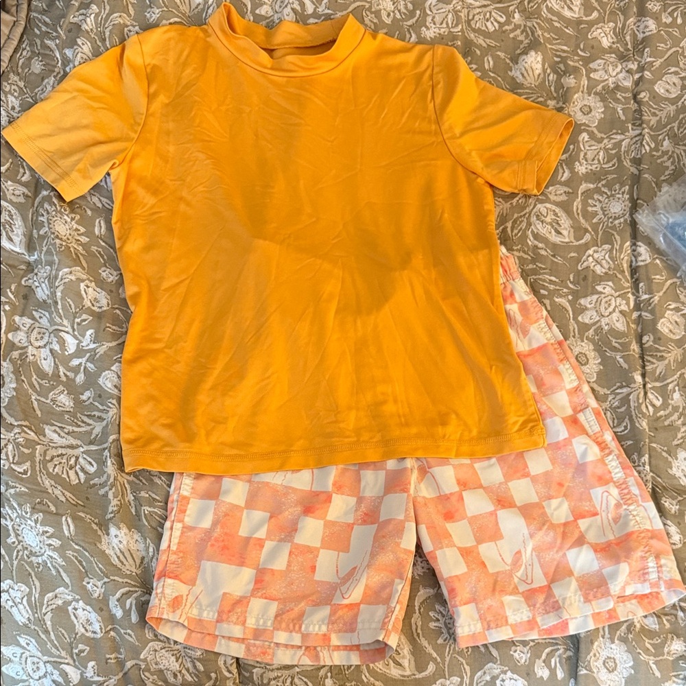 Cat & Jack swim shorts and rash guard